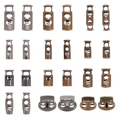 #ad 24pcs 12 Styles Alloy Toggle Stoppers Single Double Hole Spring Loaded Stop ... $19.64