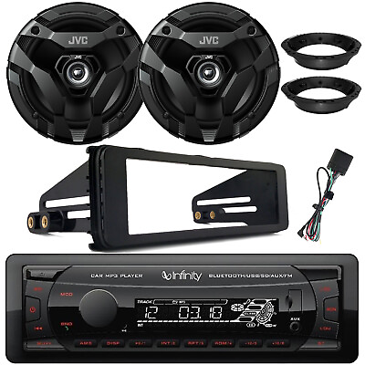#ad Infinity FM Radio Receiver 2x 6.5quot; 300W Speakers w Adapters Harley Install Kit $129.49