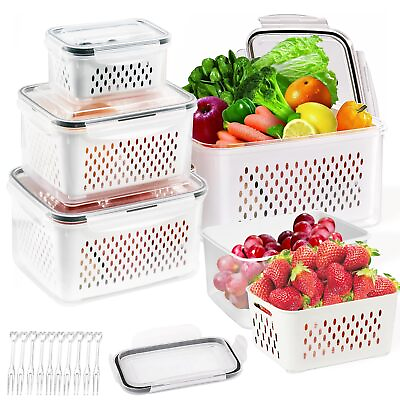 #ad Fruit Storage Containers for Fridge 5 Pack Fruits and Veggie Containers for... $41.66