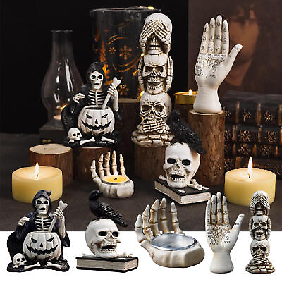 #ad Halloween Skeleton Decor Creeping Halloween Skull Sculpture Palm Decor for Room $13.02
