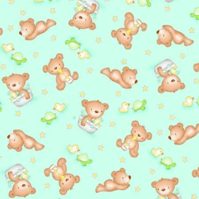 #ad Baby Bear Teal Comfy Prints Flannel Fabric $13.99