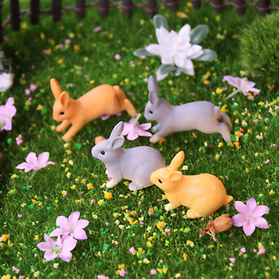 #ad Miniature Figurine Rabbit Shape Colorfast Garden Decoration Animal Figurine Pvc $6.74
