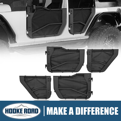 #ad Hooke Road 4pcs Tube Half Doors w Black Shade Skins for 07 18 Jeep Wrangler JK $359.85