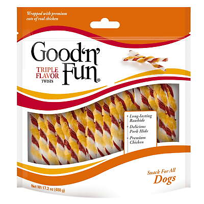 #ad Triple Flavor Twists Rawhide Chews for All Dogs 70 Count $20.61
