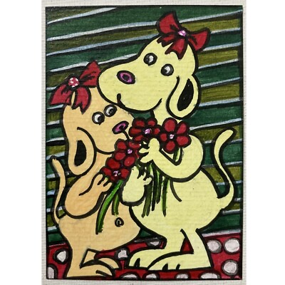 #ad ACEO ORIGINAL PAINTING Mini Collectible Art Card Animal Pet Dog Puppy Lovely $9.99