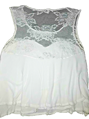 #ad SALE MAX RAVE lot womens Medium M ivory white sheer Lace amp; rayon Tank Top shirt $6.42