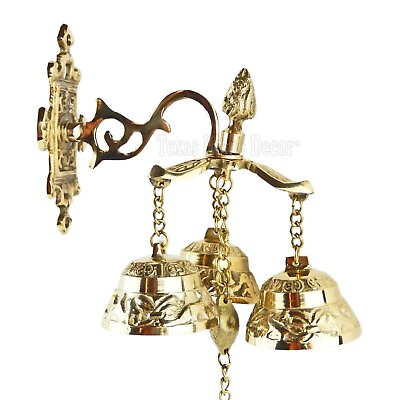 #ad Brass Shopkeeper#x27;s Bell Wall Mounted Antique Style Door Entry Dinner Bell $48.95