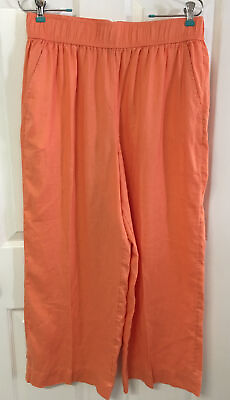 #ad Tahari Pants Linen Orange Size L Elastic Waistband Tahari Essentials $24.00