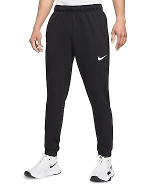 #ad NIKE Men#x27;s Dri FIT Taper Fitness Fleece Pants Black White Medium $34.00