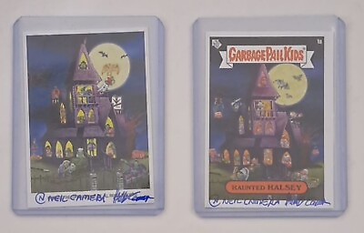 #ad Garbage Pail Kids Lot Haunted Halsey Signed By Neil And Halsey Camera GPK Philly $185.00