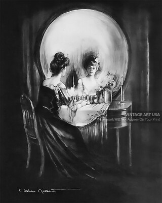 #ad All Is Vanity Fine Art Print Optical Illusion Skull Charles Allan Gilbert $11.95