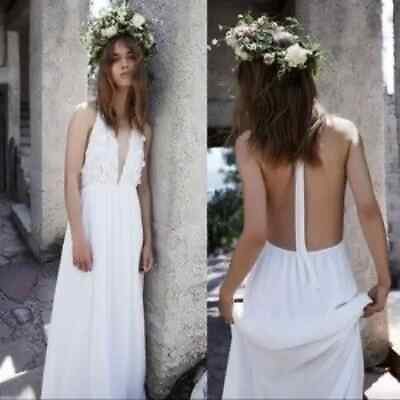 #ad NWOT For Love amp; Lemons White Floral Camillia Maxi Halter Bridal Maxi Dress C $124.00
