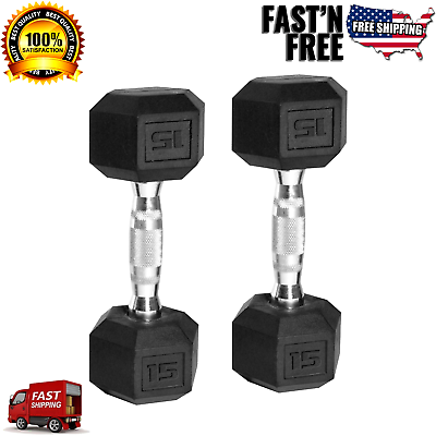 #ad CAP Barbell 30 60lb Coated Rubber Hex Dumbbell Pair Ships in 2 Boxes Professi $80.99