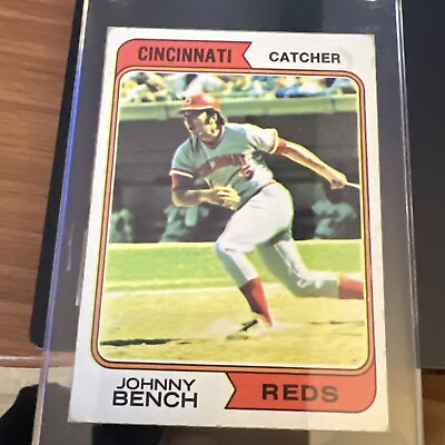 #ad 1974 Topps JOHNNY BENCH #10 Cincinnati Reds HOF #rt $7.00