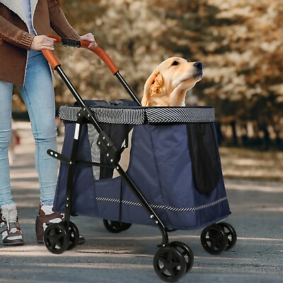 VILOBOS Large Folding Dog Stroller Cat Pet Cart Jogging Travel Carrier 4 Wheels $119.99