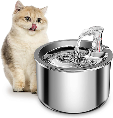 #ad Cat Water Fountain Ultra Quiet Pump Automatic Dog Dispenser Dish Drinking 67 Oz $37.68