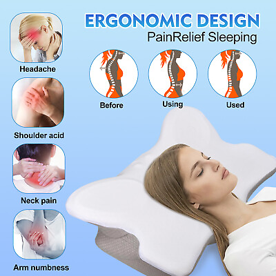 #ad Soft Cervical Pillow for Neck Pain Relief Odorless Memory Foam Pillows Ergonomic $30.03