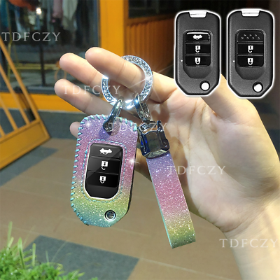 #ad PU Diamond Remote Car Key Fob Case Cover Holder For Honda Accord Civic Odyssey $42.50
