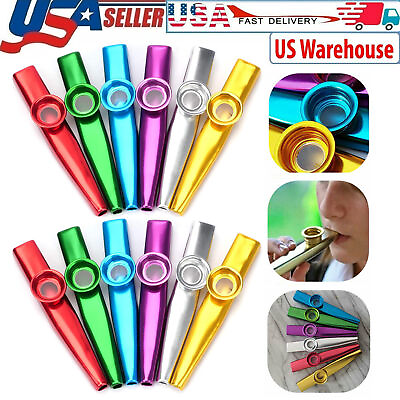 #ad 12Pcs Metal Kazoo Lot Mouth Flute Kazoo Instrument Toys for Kids Party Gift K3Y5 $13.99