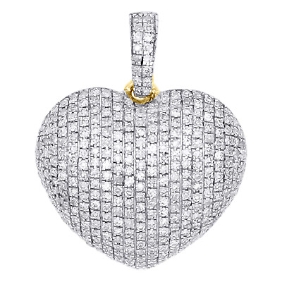 #ad 10K Yellow Gold Real Diamond Heart Shaped Dome Pendant 0.80quot; Fancy Charm 1 2 CT. $545.00