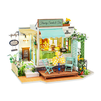 #ad Flowery Sweets Teas doll house diy miniature room wooden handmade Hot selling $61.66