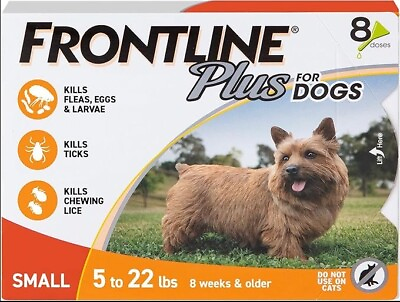 #ad FRONTLINE® Plus for Dogs Flea and Tick Treatment Small Dog 5 22 lbs. 8 Doses $45.00