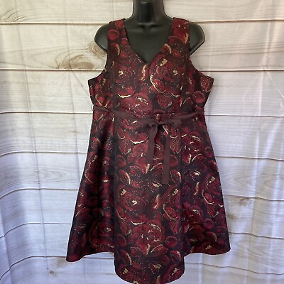 #ad motherhood maternity dress Red Gold Formal Holiday Large G1 $15.60