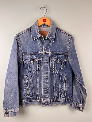 #ad Vintage 1980#x27;s Levi#x27;s Denim Trucker Jacket Size 36 Medium Blue Made in Canada $39.99