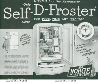#ad 1948 Norge Refrigerator Self D Froster Stocked Food Automatic Print Ad SP20 $11.99
