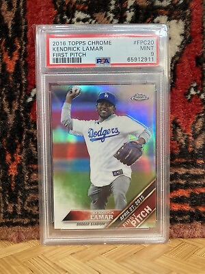 #ad Kendrick Lamar Topps Chrome Refractor First Pitch #FP20 PSA 9 SP $145.00