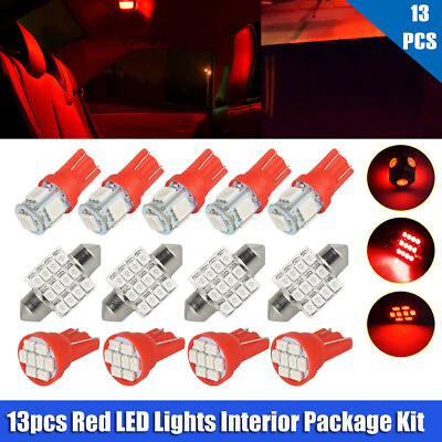 #ad 13pcs LED Lights Interior Accessories For Car Dome License Plate Lamp Bulbs Kit $16.14