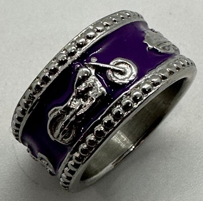 #ad Ladies Motorcycle Purple Ring or Wedding Band Wide 209 $26.45