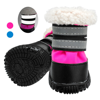 #ad Winter Pet Dog Shoes For Small Dogs Warm Leather Puppy Dog Snow Boots Waterproof $21.99