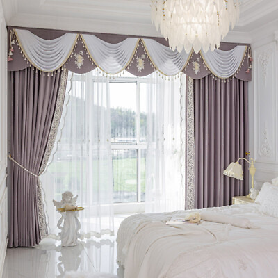 #ad purple princess wedding room velvet cloth blackout curtain valance drape C1446 $149.15