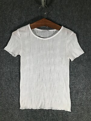 #ad Zara White Transparent T Shirt Top Womens Size Small Cute Breathable Small Tee $8.99