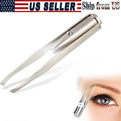 #ad New Portable Tweezer With LED Light Hair Removal Eyebrow Beauty Make Up Tools $6.99