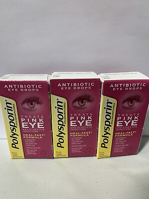 #ad 3X NEW POLYSPORIN Antibiotic Pink Eye Eye Drops Relief Treatment Formula 15ml $30.00