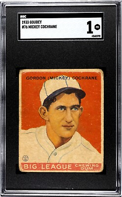 #ad 1933 Goudey #76 Mickey Cochrane SGC 1 $149.99