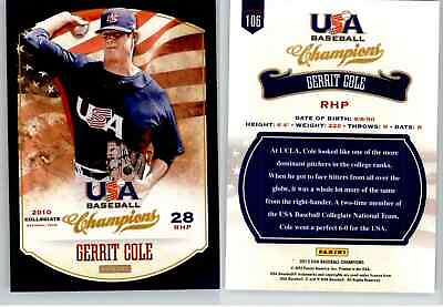 #ad Gerrit Cole 2013 USA Baseball Champions #106 Yankees $1.79