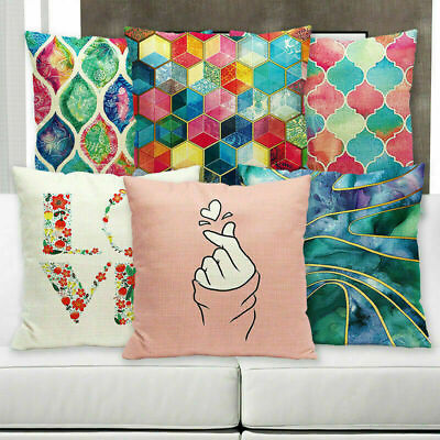 #ad Decor Cushion Office Cotton Cover Linen Case Sofa Geometry 18quot; Home Color C $8.26