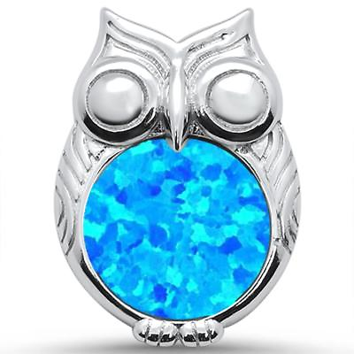 #ad Blue Opal Owl Design .925 Sterling Silver Pendant $17.65