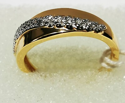 #ad Genuine Diamond ring 925 sterling silver 18k vermeil yellow gold overlay ring GBP 38.00
