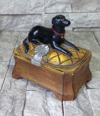 #ad Labrador Retriever Black Lab Resin Trinket Box Rare $31.50