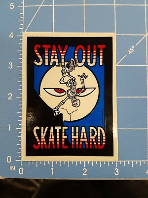 #ad NOS Stay Out Skate Hard Skateboard Sticker Skeleton $222.00