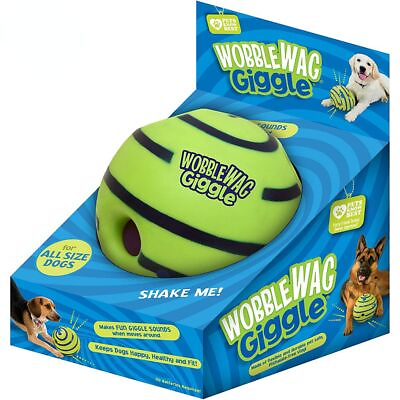 #ad Dog Toy Glow Ball Interactive Giggle Sound Rolled Shaken Pet Green White Plastic $36.70