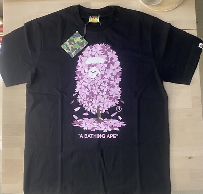 #ad Bathing Ape Bape Sakura Tree Ape Head T Shirt Large Black NWT $69.99
