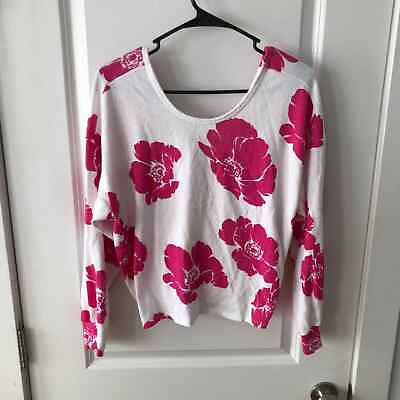 #ad Sundry White and Pink FLORAL TWIST BACK PULLOVER New with Blemishes size 0 $118 $29.75