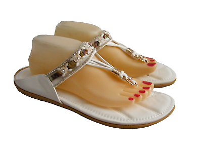 #ad Unbranded Size 12 M 44 White Sandals Shoes Comfort Walking Non Slip Bling Beach $23.94