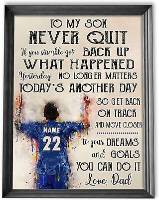 #ad Personalized Name Number Soccer Poster Success Is No Accident Inspirational $19.95