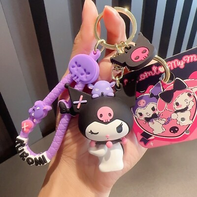 #ad Sanrio Characters Kuromi 💜 Keychain Purple 3D Figure For Backpack NEW US Seller $11.99